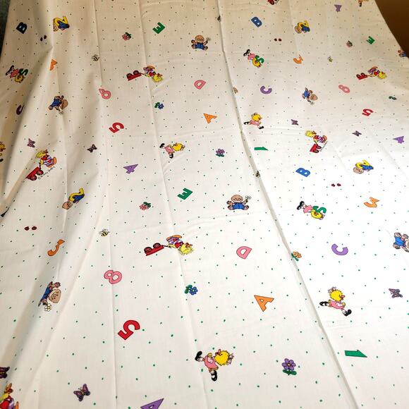 Cotton Fabric Suzy Spafford 1992 ABC 123 Baby Animals White 71x45 Quilting - Picture 3 of 12